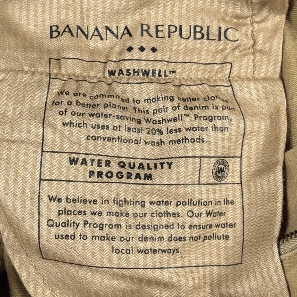 Banana Republic Travel Jean Athletic Mens 33x34 (34x32)‎ Khaki Tan Stretch Pants